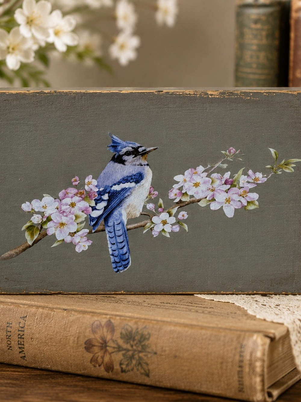 Blue Jay Cottage Bird Shelf Decor